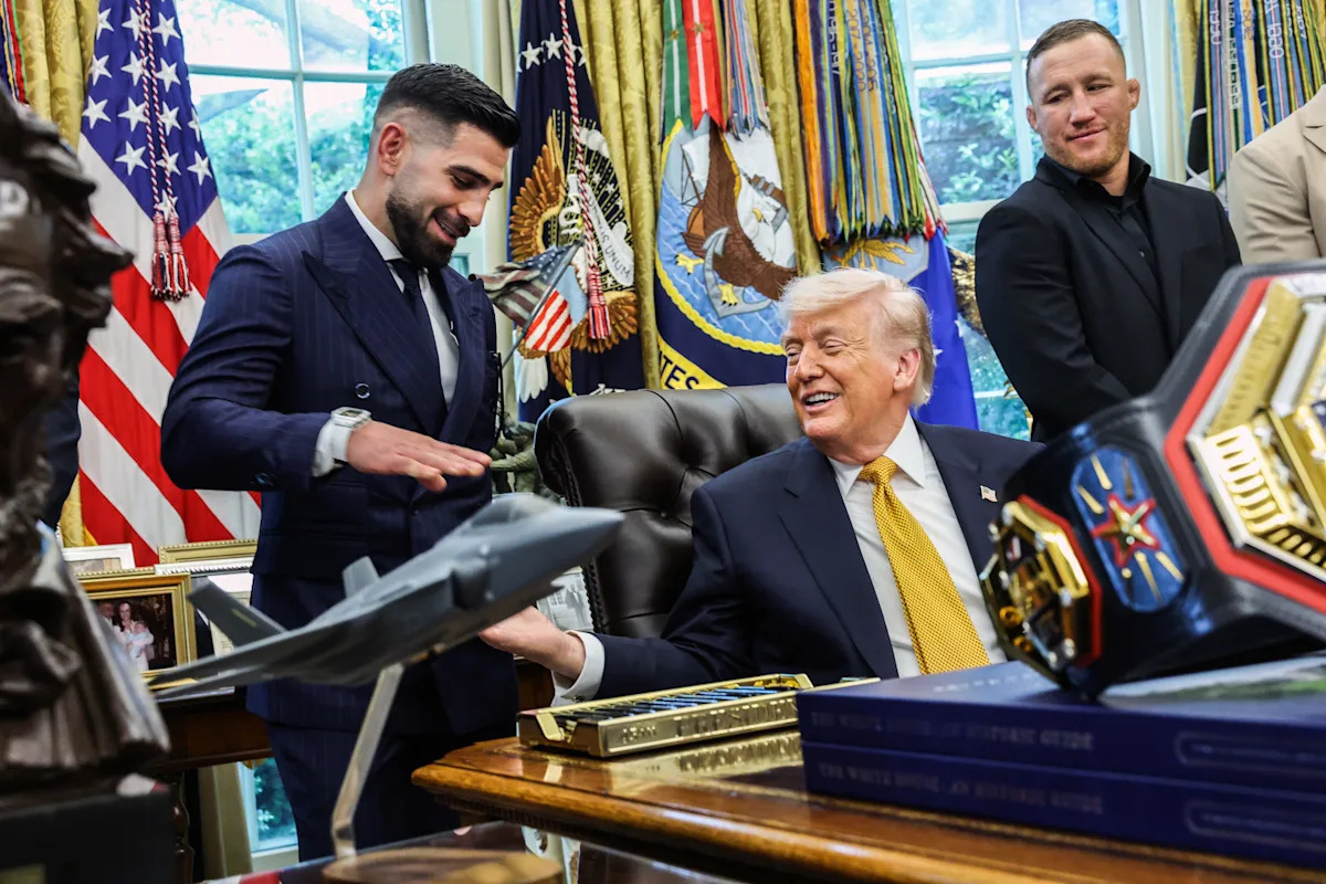 Donald Trump unveils special UFC White House belt; Ilia Topuria roasts Justin Gaethje in the Oval Office