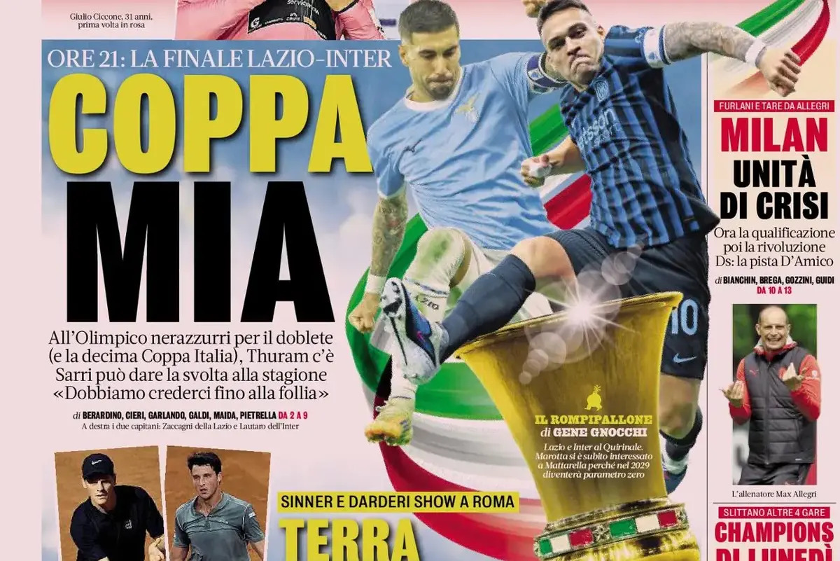 Today&rsquo;s Papers: Coppa Italia final, Serie B play-offs, derby chaos