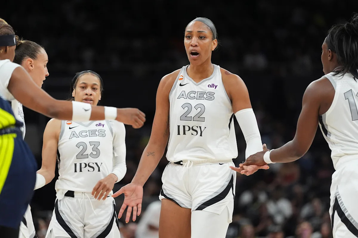 A'ja Wilson scores 45 points as the Aces outlast the short-handed Sun 101-94