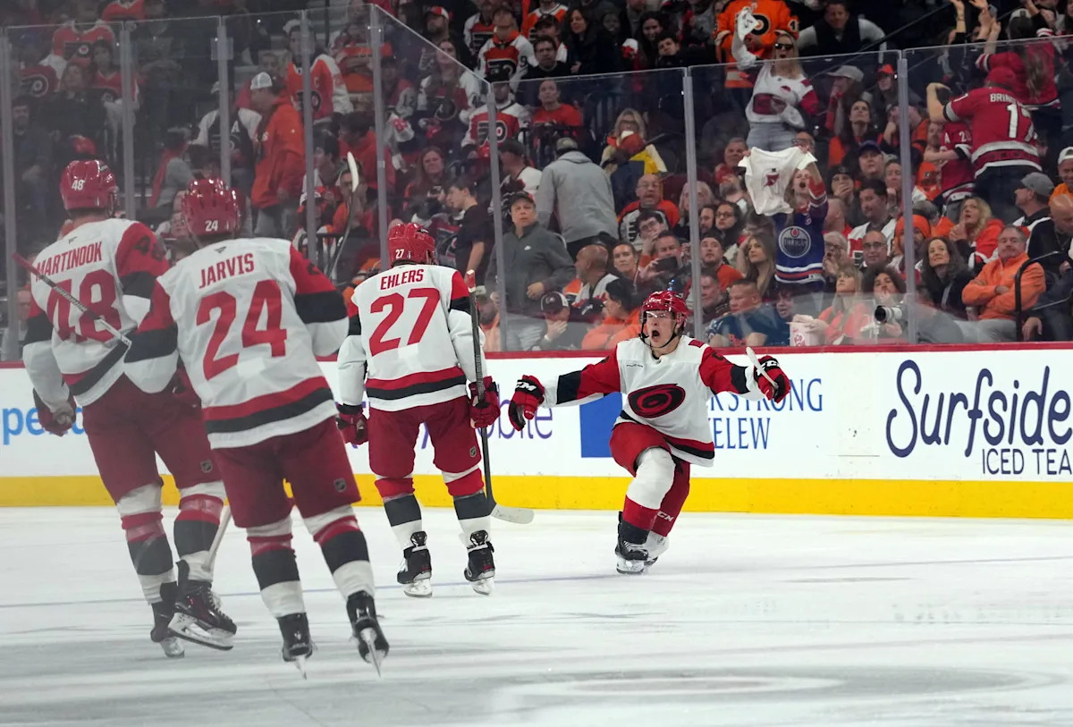 'This Year Just Feels Different': Jackson Blake, Taylor Hall, Frederik Andersen, Logan Stankoven, Sean Walker, Jaccob Slavin, Rod Brind'Amour On Sweep 'This Year Just Feels Different': Jackson Blake, Taylor Hall, Frederik Andersen, Logan Stankoven, Sean Walker, Jaccob Slavin, Rod Brind'Amour On Sweep
