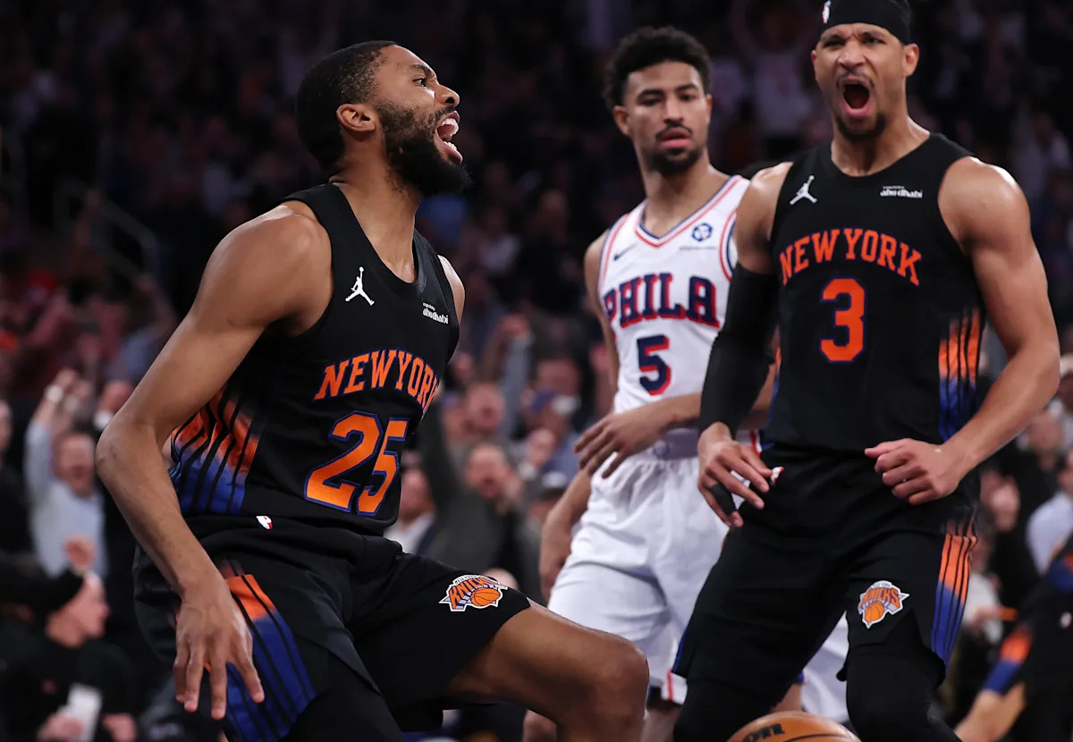 Knicks win back-and-forth battle with Joel Embiid-less 76ers for 2-0 series lead, lose OG Anunoby late