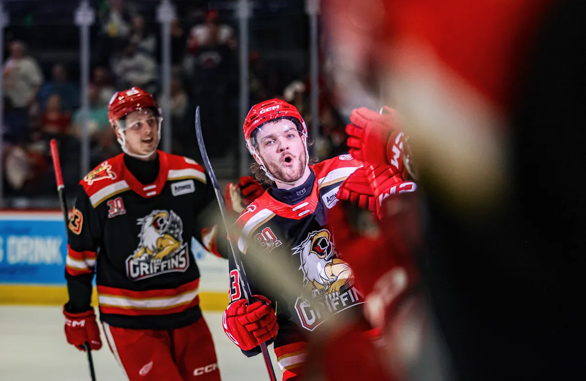 Carter Mazur, Axel Sandin-Pellikka Lead Griffins To Series Win Over Moose Carter Mazur, Axel Sandin-Pellikka Lead Griffins To Series Win Over Moose